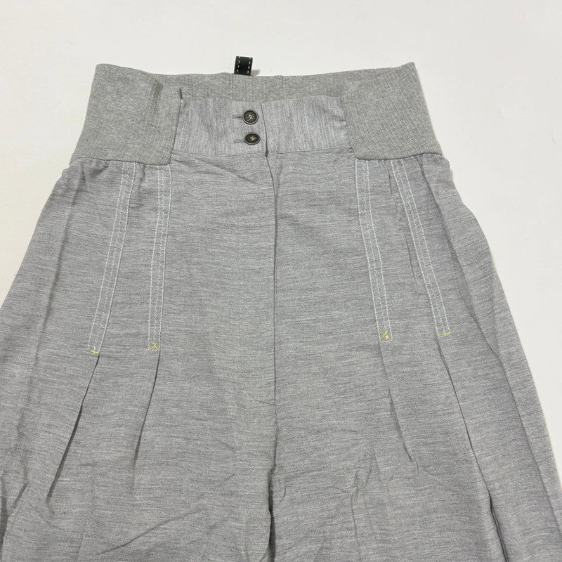 Grey pleated barrel suit pants