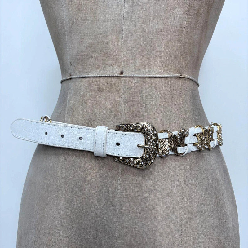 gold chunky leather belt
