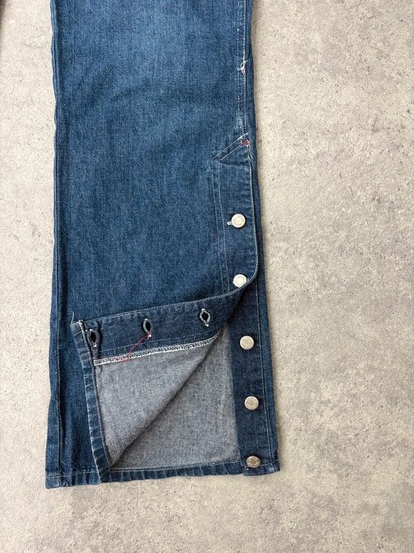 Vintage napoleonic nautical button up denim flares