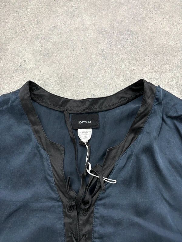 navy silk drop waist long sleeve shirt dress