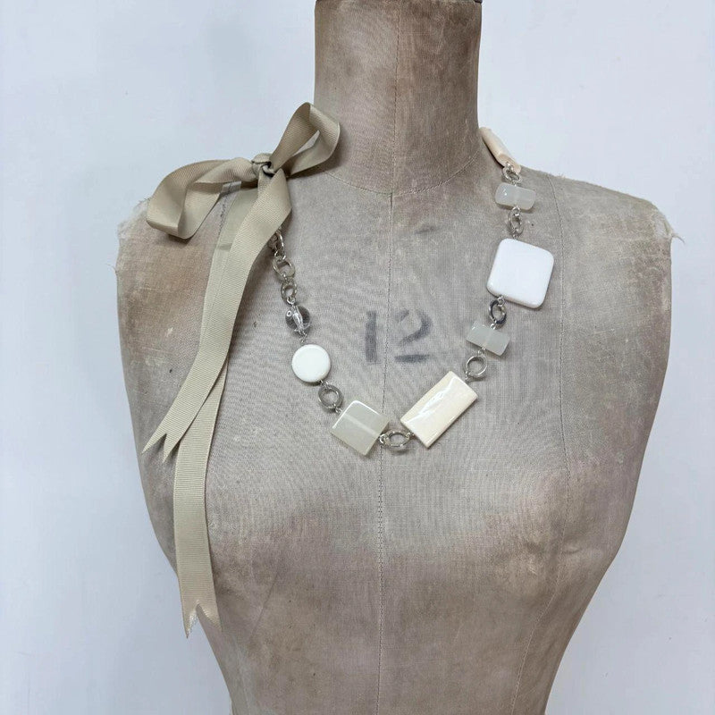 chunky white link waist chain