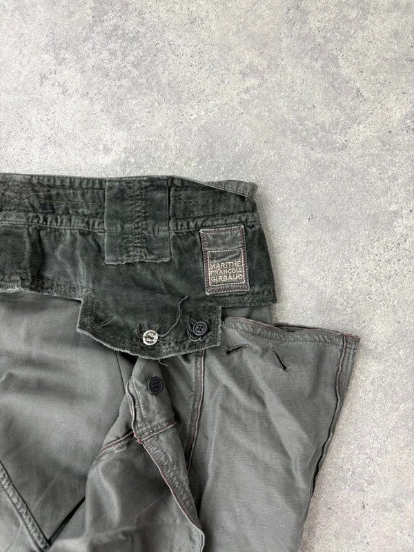 Marithé + François Girbaud adjustable button grey cargo skirt