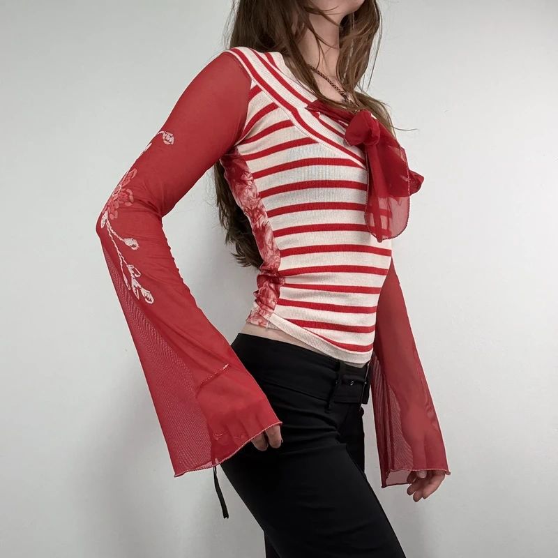 Save the Queen striped flared shirt