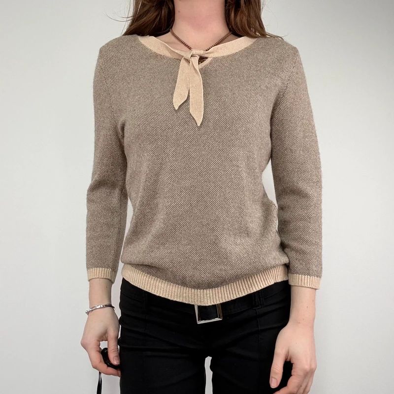 brown cashmere bow jumper