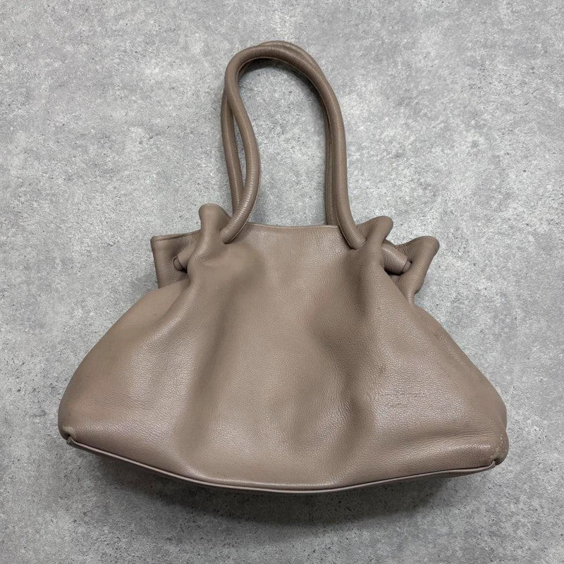 chunky oversized tan leather shoulder bag