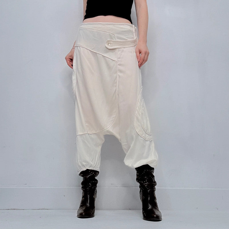 white batwing slouchy trousers