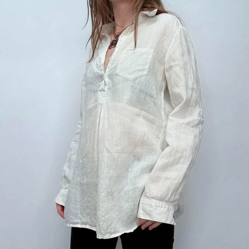 Vintage Saint james button up 100% linen shirt