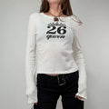 white long sleeve graphic printed 26 cotton t-shirt
