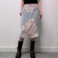 90s bias floral silk skirt