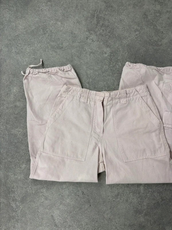 pink wide leg cropped capri pants