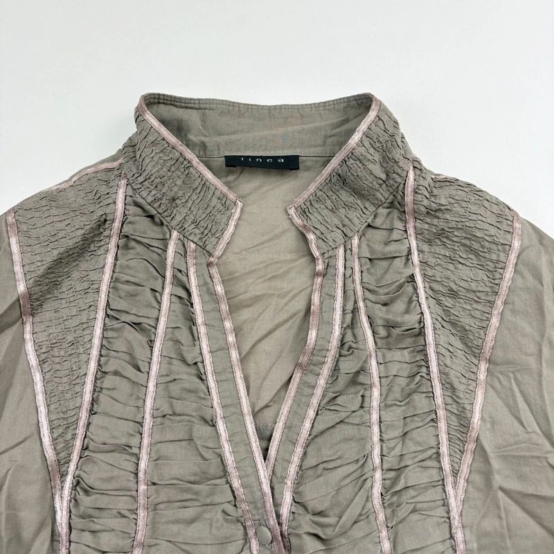 Khaki Gathered Lace Corset Shirt