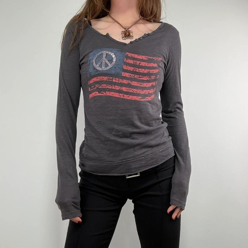 grey slouchy slash neck long sleeve t-shirt