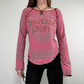 pink and red striped long sleeve Marella t-shirt