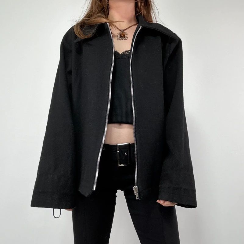Black Wool Minimalist Jacket