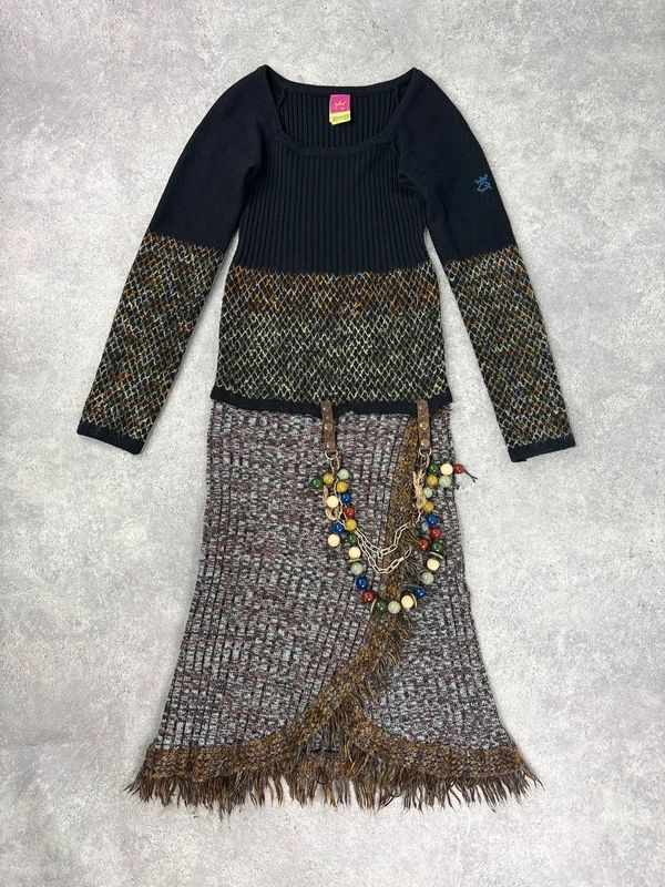 Save the Queen drop waist knitted tassel beaded dress