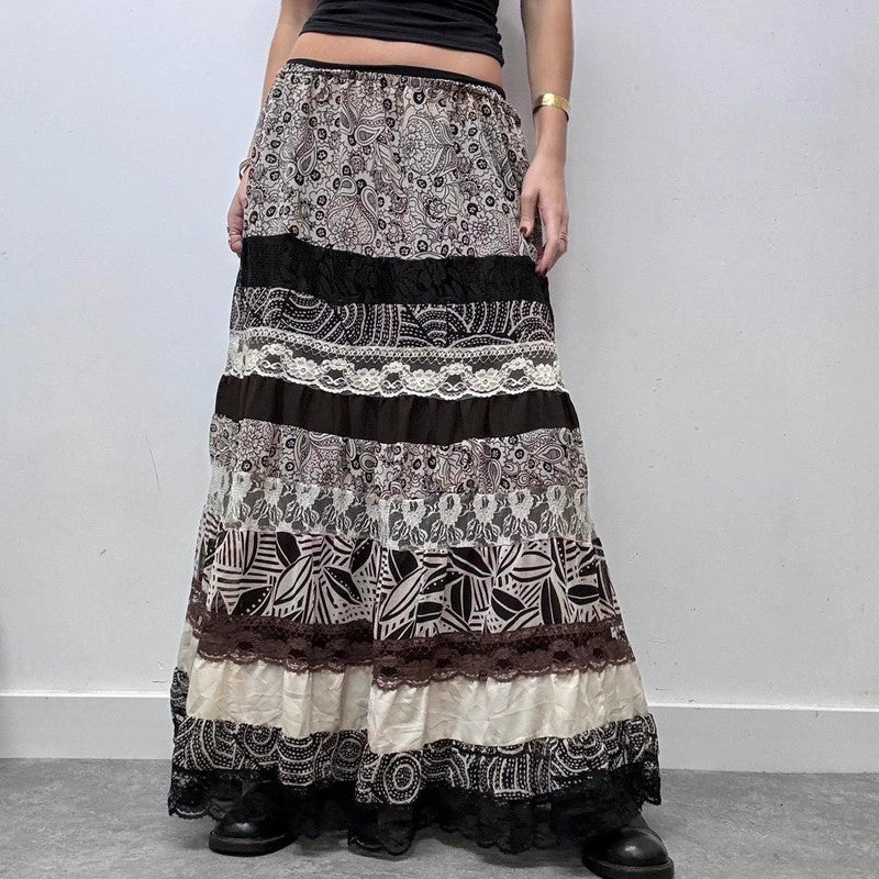 layered lace tiered fairy maxi skirt