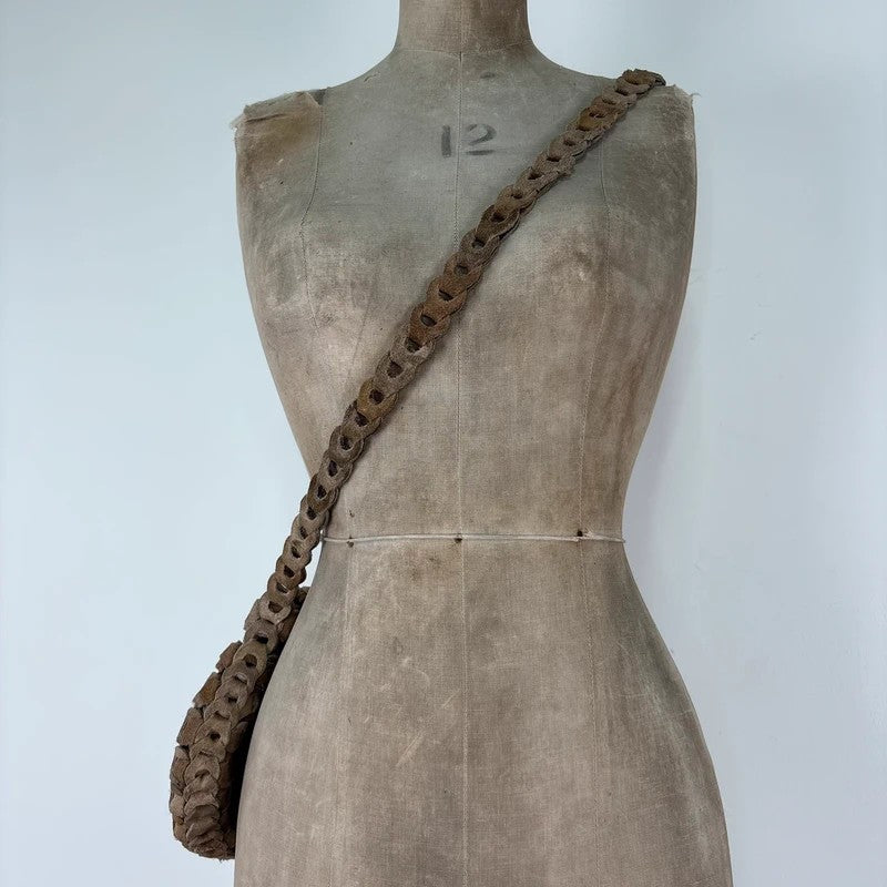 Boho suede circle woven crossbody bag