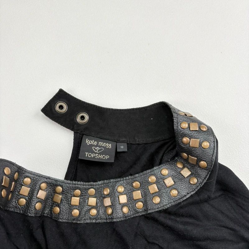 Kate moss for topshop Black Studded Leather T-Shirt