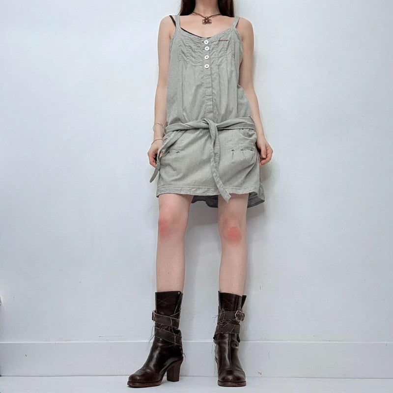 pinstripe cargo mini dress
