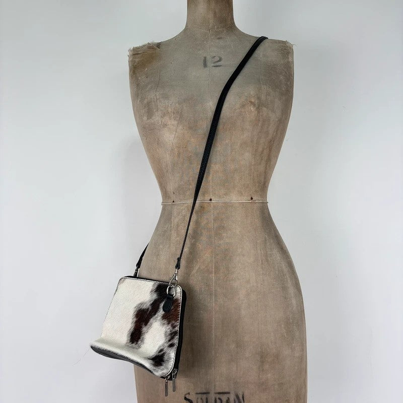 Cow-hide leather mini pouch crossbody