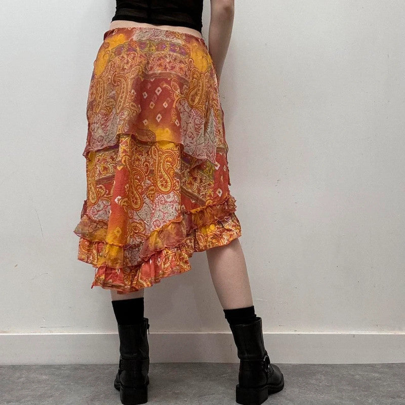 Y2K fairy paisley midi skirt