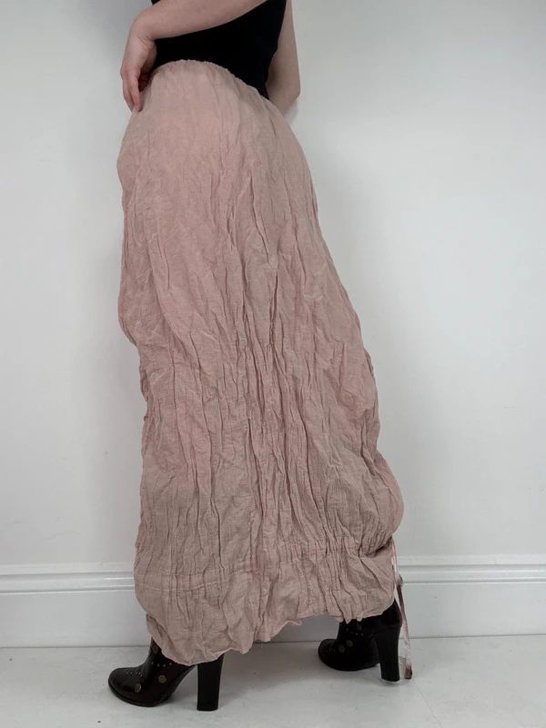 Ruched peachy asymmetric maxi summer skirt