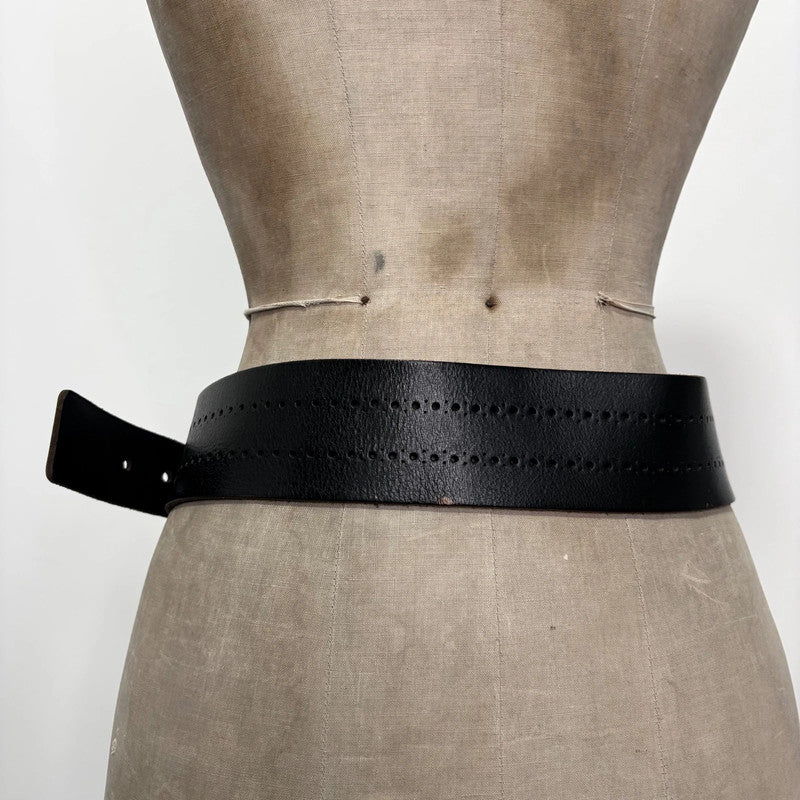 thick black leather buckle belt