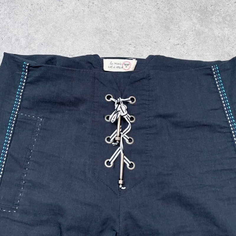 low-rise corset cropped pants