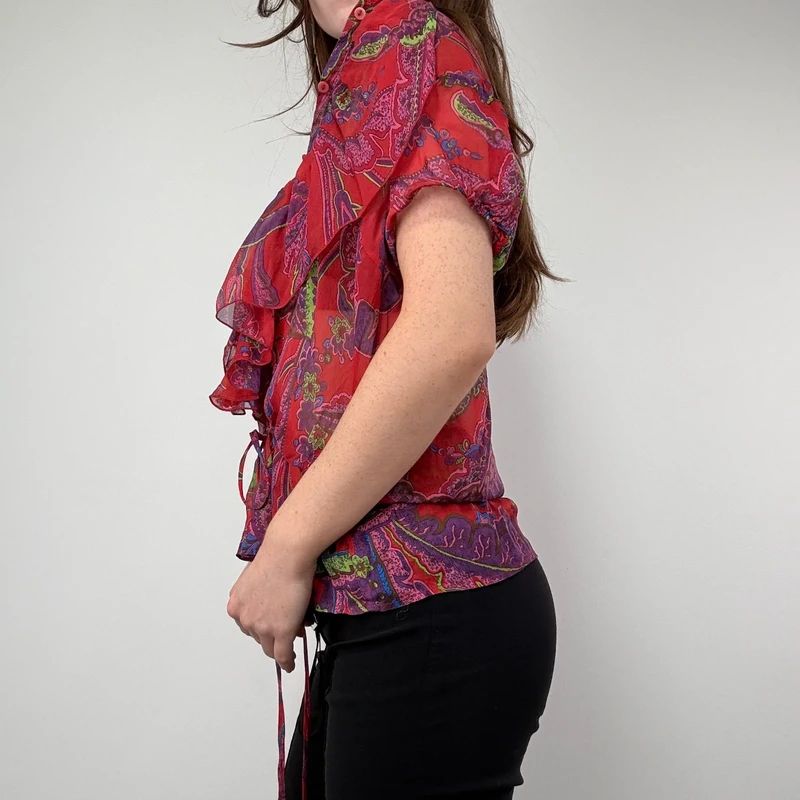 Sheer Floral Silk Paisley Shirt