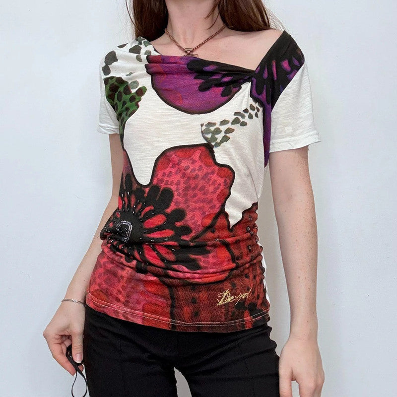 asymmetric slouchy printed t-shirt