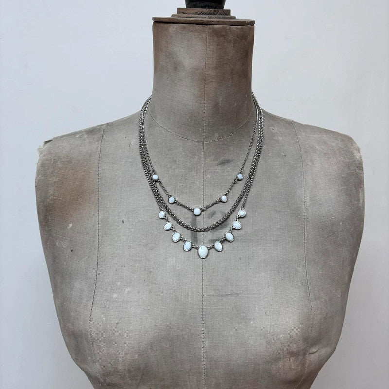 layered pearl chain necklace