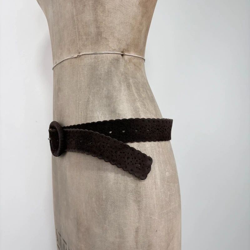 dark brown suede leather belt