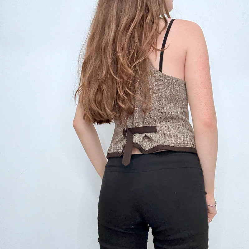 brown tweed vest waistcoat