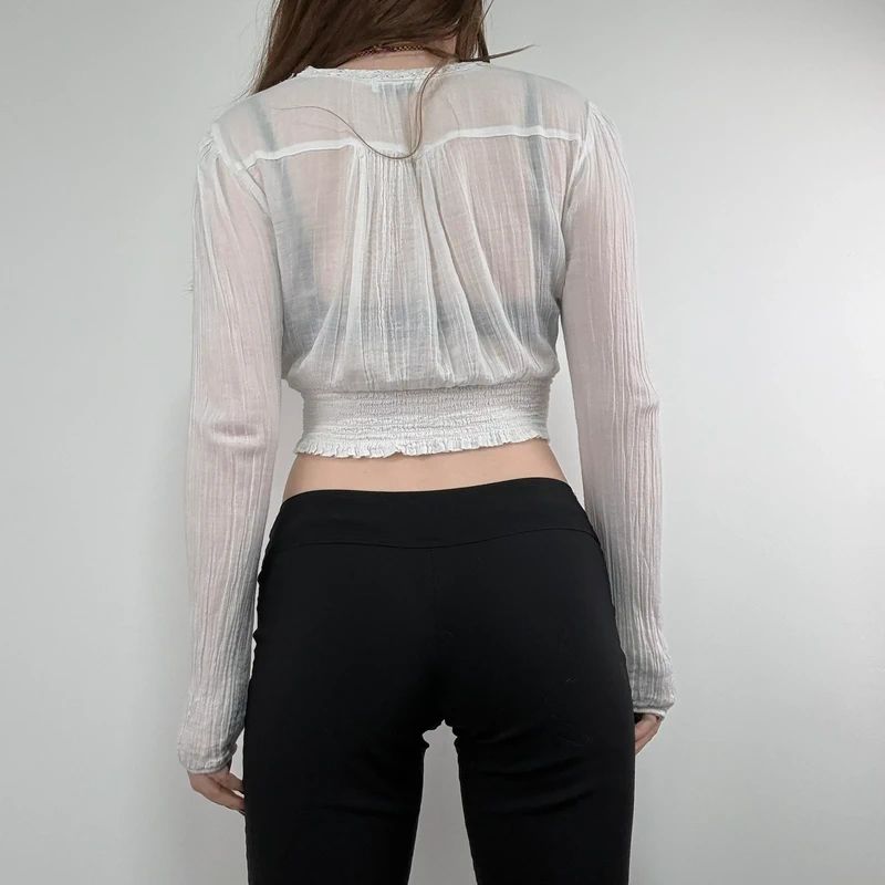 white cotton floral embroidered blouse