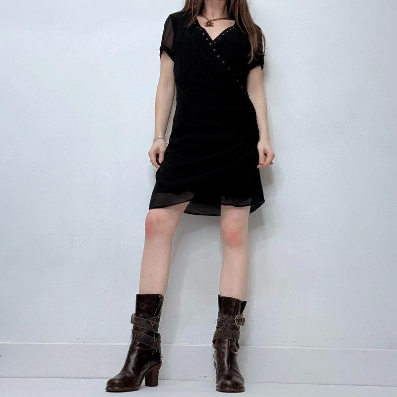 black eyelet slouchy sheer dress