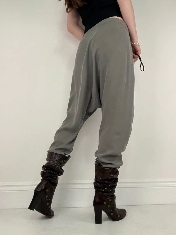 Silver slinky harem pants batwing trousers