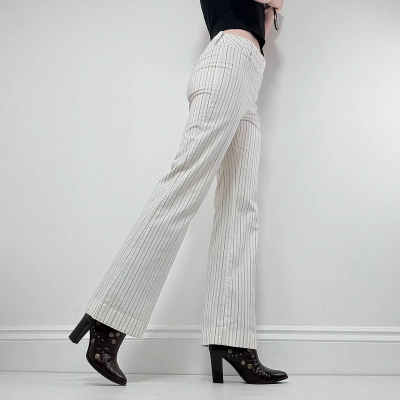 white pinstripe stright leg trousers