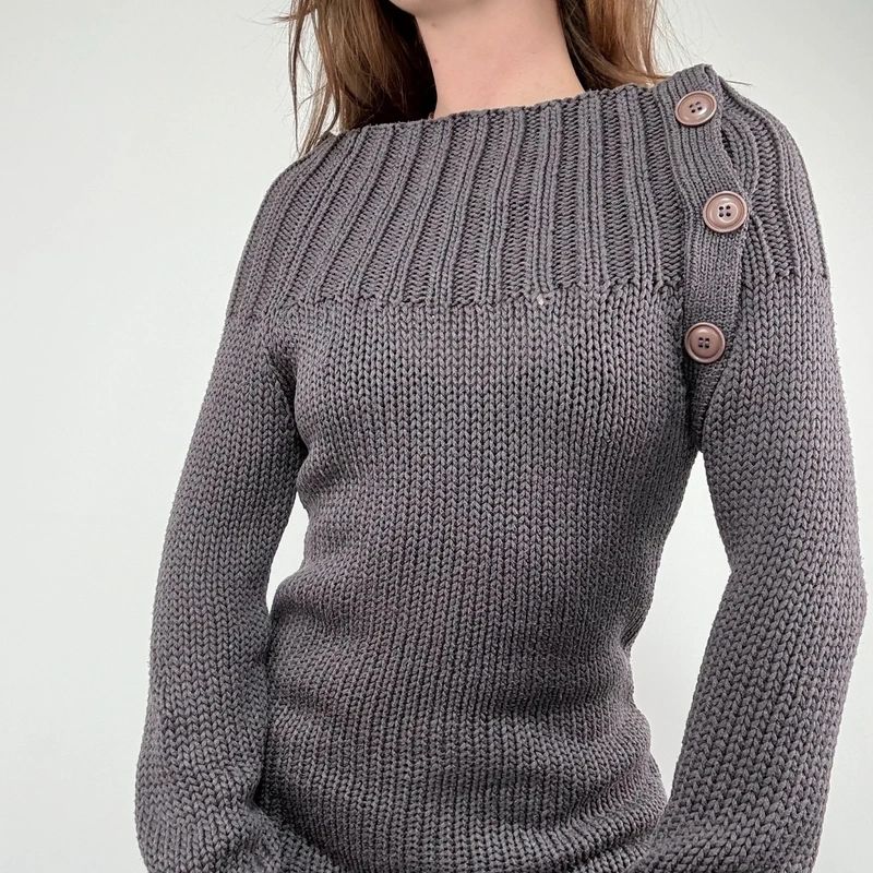 chunky knit ribbed funnel neck jumper