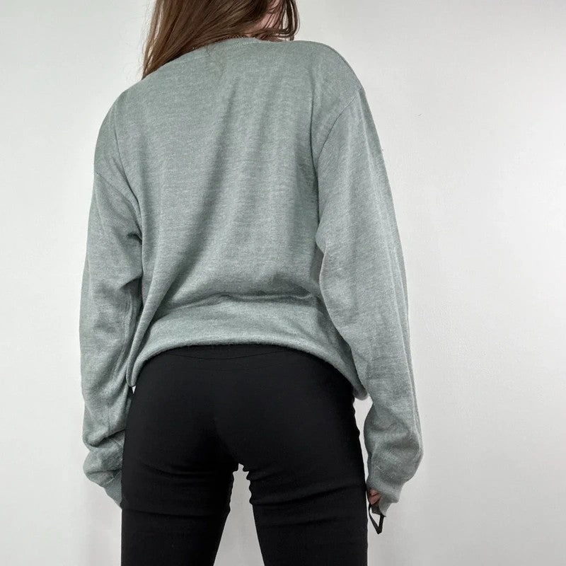 grey fine knit wool blend boxy batwing sweater knit