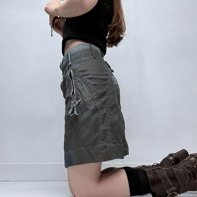 utility cargo asymmetric button skirt UK 6