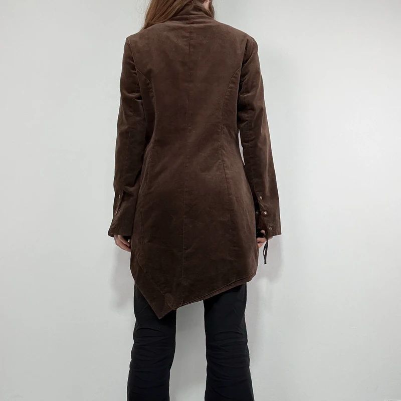 asymmetric brown cord Napoleon jacket