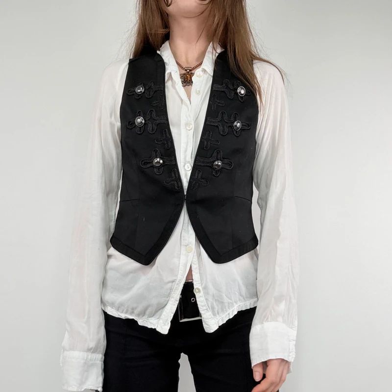 black military cropped napolionic waistcoat