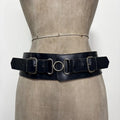 thick black leather buckle belt