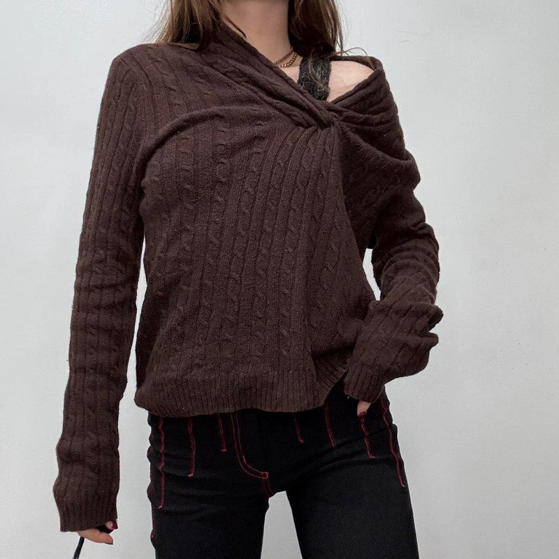 slouchy brown knit jumper