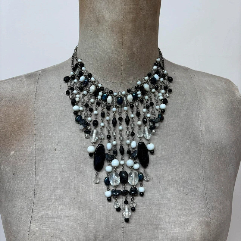 Layered chain gothic charm necklace