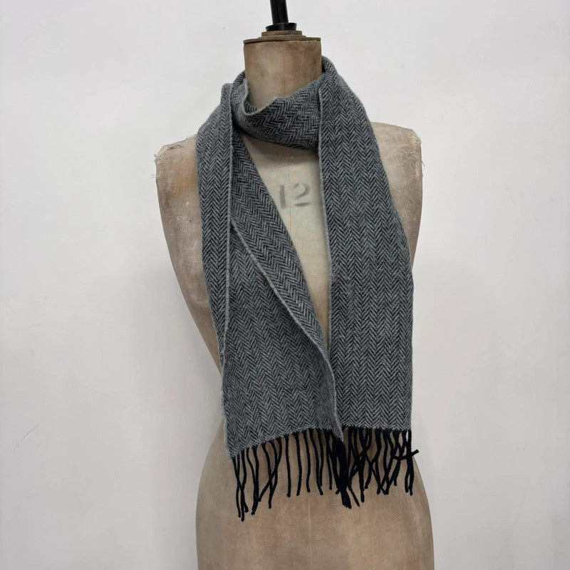 soft grey wool knit scarf
