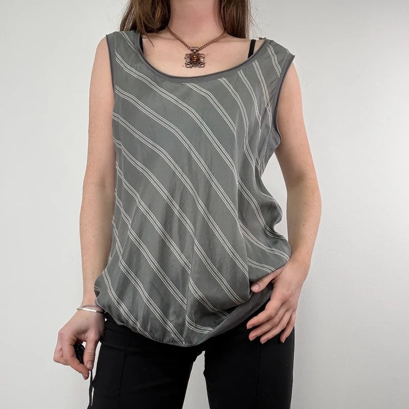 pinstripe silk slouchy grey vest top