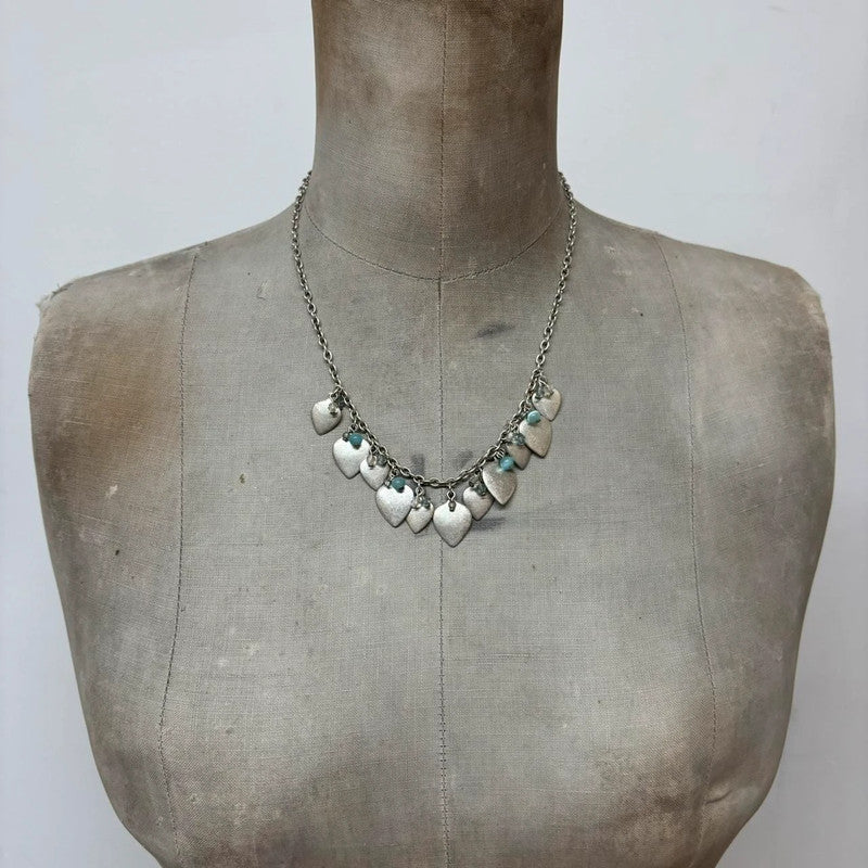 metal silver love heart necklace
