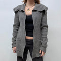 grey knitted slouchy waterfall cardigan