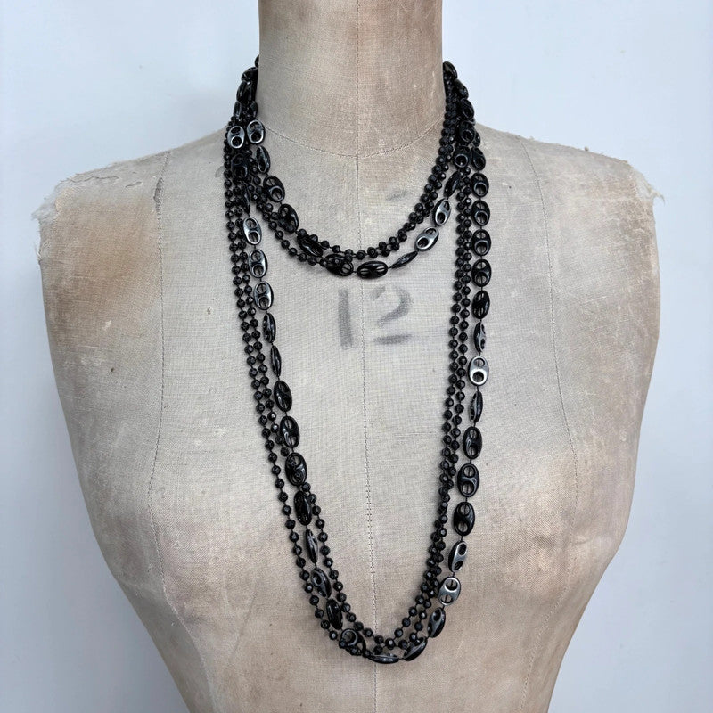 black long layered gothic chain necklace